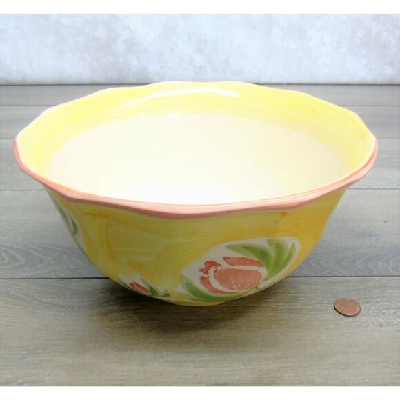 The Cellar Portugal SERVING BOWL Yellow Peach Green Floral 9.7" Macy's Exclusive - Picture 7 of 7